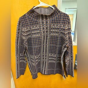 Appleseed's Petite Brown and Blue Knit Sweater